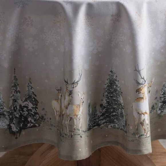 Maison d' Hermine Deer In The Woods Round Tablecloth - Picture 2 of 7